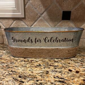 Metal Rustic Planter with Jute Wrap - Silver and Brown